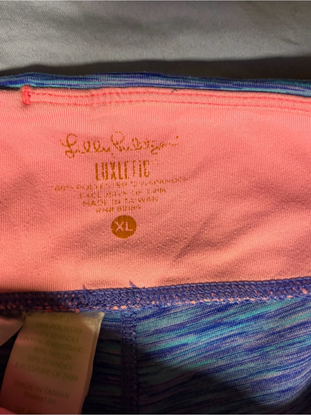 Lilly Pulitzer Luxletic Pink & Blue Athletic cropped pants